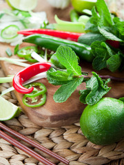 Wall Mural - Asian food ingredient board