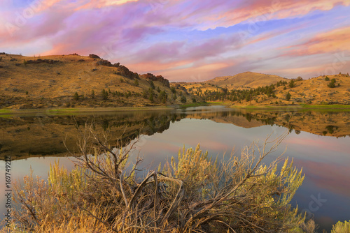 Fotografie, Obraz Reflection of Scenic High Desert Landscape in Central Oregon America USA