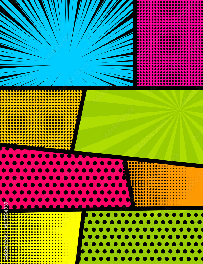 Rectangle Comic Strip Blank rectangle for comic superhero text, speech bubble, message. Humor ...