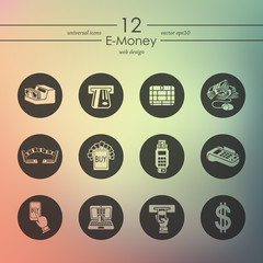 Canvas Print - Set of e-money icons