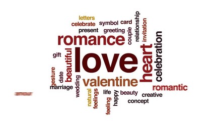 Sticker - Love animated word cloud, text design animation.