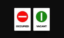 Occupied And Vacant Sign Flat Style Modern Design