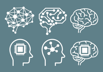 Poster - AI (artificial intelligence) icon set.