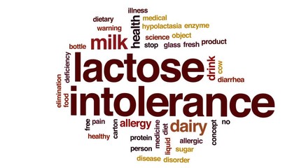 Sticker - Lactose intolerance animated word cloud, text design animation.