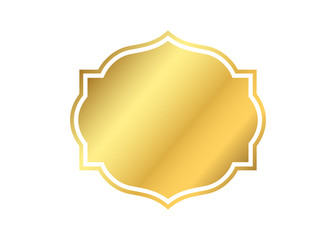 Wall Mural - Gold frame. Beautiful simple golden design. Vintage style decorative border isolated white background. Elegant gold art frame. Empty copy space decoration, photo, banner Vector illustration