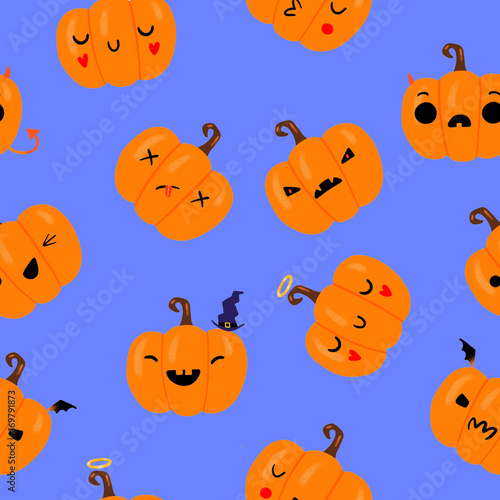 Obraz na płótnie canvas dwuczęściowy "dyptyk" Dynia wzór, ilustracja halloween do projektowania