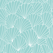 Seamless Pattern Background With Abstract Shell Ornaments. Hand Drawn Illustration