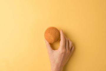 Wall Mural - hand holding muffin