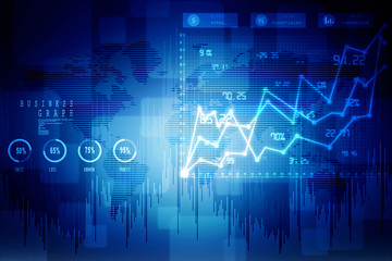 2d rendering Stock market online business concept. business Graph 