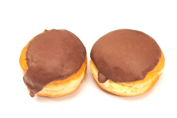 Chocolate donuts isolated on white background