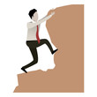 © Grgroup - businessman trying to climb to the top of stone in white background and closeup
