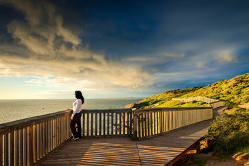 Wall Mural - Woman at Hallett Cove boardwalk