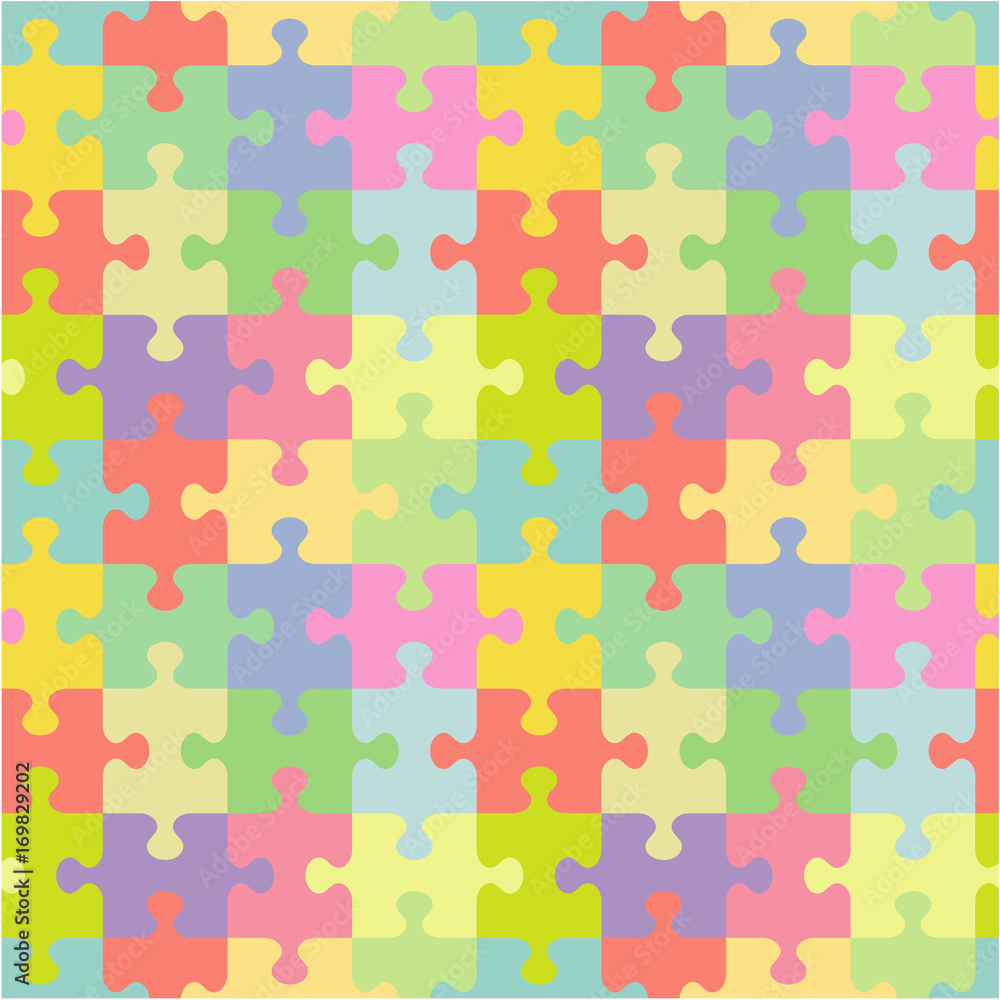 Seamless (you see 4 tiles) jigsaw puzzle pattern (print, background ...
