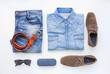 © arthorn - Fashion and beauty concept with Men's casual clothes outfits and accessories on white background