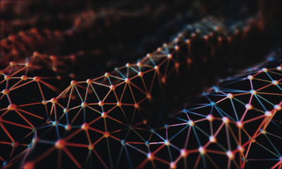 Wall Mural - 3d illustration. mesh interconnected by tubes and spheres in the form of organic fabric.