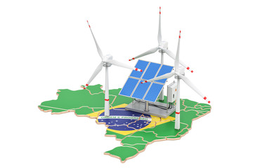 Renewable energy and sustainable development in Brazil, concept. 3D rendering