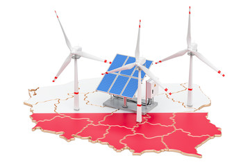 Renewable energy and sustainable development in Poland, concept. 3D rendering