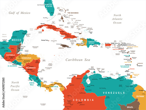 Central America Map - Vector Illustration Canvas Print