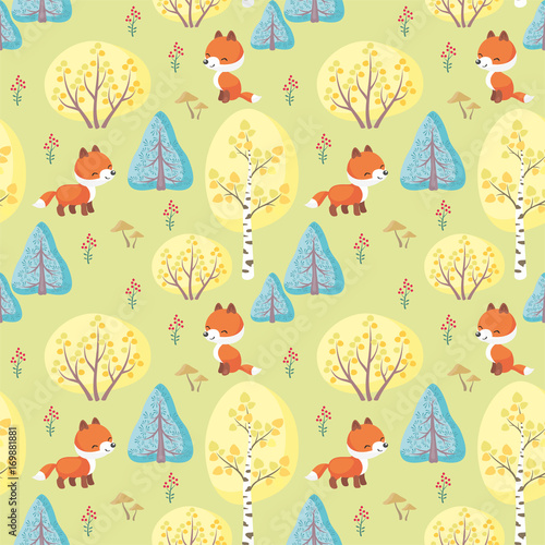 Stoffe zum Nähen Baby bunte nahtlose Muster mit dem Bild von einem süßen Waldtiere. Vektor-Hintergrund.