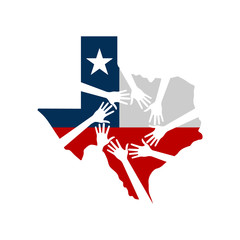 Wall Mural - Hands Helping Texas Vector Illustration