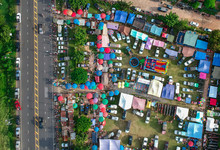 Aerial Photo Of Weekend Market In Thailand