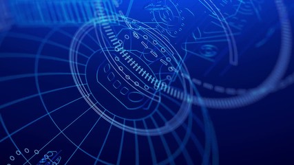 Poster - Technology background. Telecommunications satellite in space
