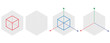 Isometric drawing a thirty degreesangle is applied to its sides. The cube opposite. 3d coordinate axis vector . Isometric Grid vector