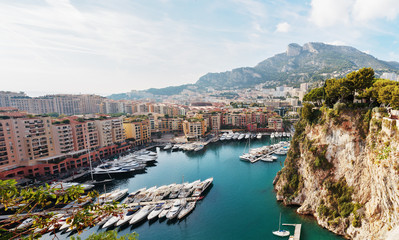 Wall Mural - Panoramic view of Monte Carlo harbour in Monaco