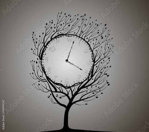 lock tree, black and white,
