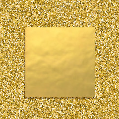 Wall Mural - glitter golden background with square gold banner, sparkling dust texture