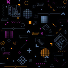 Canvas Print - trendy seamless background on black of geometric elements