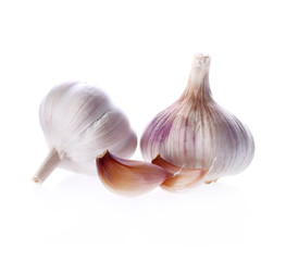 Poster - Dried garlic head on white background