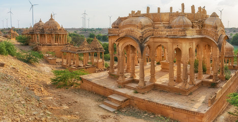 Wall Mural - Royal cenotaphs in Bada Bagh in Jaisalmer, Rajasthan, India.