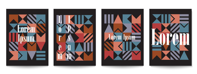 Canvas Print - Set of black cover brochures in retro style