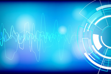 Aufkleber - Blue Abstract Hi Technology Sound Wave Digital Pulse Vector Background