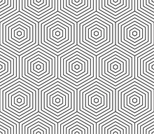 Modern Stylish Design With Concentric Hexagons. Seamless Vector Pattern