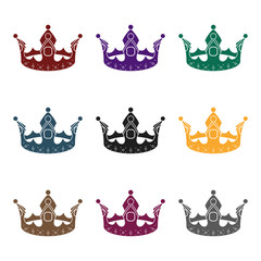 Poster - Crown icon in black style isolated on white background. Hats symbol stock vector illustration.