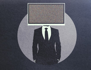 Canvas Print - TV headed businessman