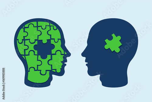 Puzzle Head Brain Face Profiles Against Each Other With One Missing Jigsaw Piece Cut Out Buy This Stock Illustration And Explore Similar Illustrations At Adobe Stock Adobe Stock
