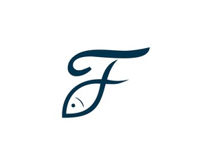 Wall Mural - Fish initial logo