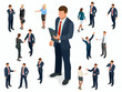 © Golden Sikorka - Isometric set of Businessman and businesswoman character design. People isometric business man in different poses isolated.