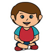 © Gstudio - cute little boy seated character vector illustration design
