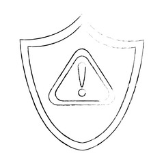 Poster - shield security with alert symbol vector illustration design