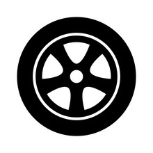 Car, Vehicle Or Automobile Tire Alloy Wheel With Rim Flat Vector Icon For Apps And Websites