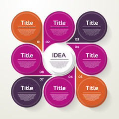 Wall Mural - Vector circle infographic. Template for cycle diagram, graph, presentation and round chart. Business concept with 8 options, parts, steps or processes. Abstract background.