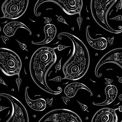 Poster - Paisley Beautiful silver seamless background.