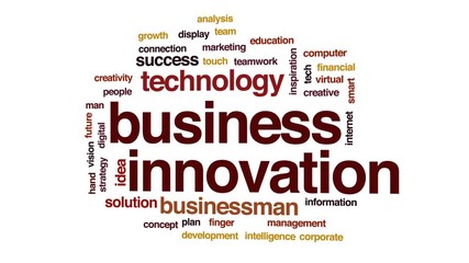 Wall Mural - business innovation animated word cloud, text design animation.