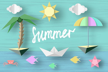 Wall Mural - Summer Paper Applique.