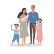 © Huza Studio - Happy family of father, mother, sister and son. Vector illustrations isolated on white background.