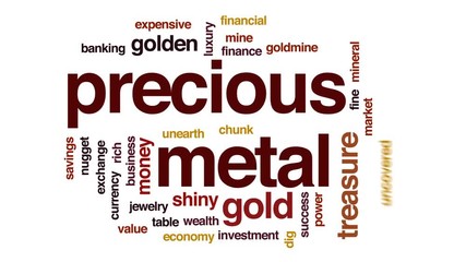 Wall Mural - Precious metal animated word cloud, text design animation.